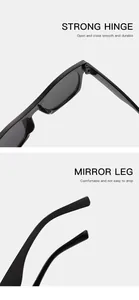 Close-up detail of strong hinges and comfortable temple legs on vintage square sunglasses