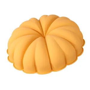 Large orange pumpkin shaped silicone cake mold for Halloween DIY baking and desserts
