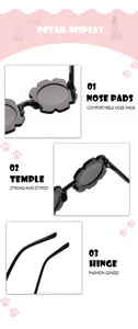 Detailansicht der Blumen-Sonnenbrille für Kinder mit bequemen Nasenpads und Bügeln.