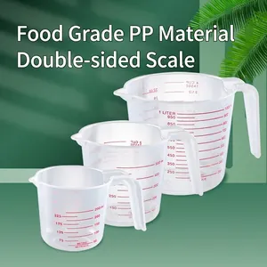 Food Grade PP Plastic Measuring Cup With Handle Red Scale Transparent For Baking Cooking Kitchen Lab Home Liquid Measure Jug