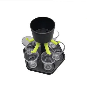 Distributeur moderne de 6 verres à shot avec plateau hexagonal et verres clairs