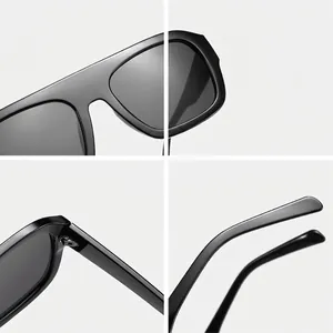 Black square aviator sunglasses for outdoor UV protection with detailed frames