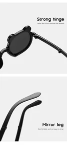 Close-up detail of the strong hinges and comfortable mirror legs on kids bear sunglasses