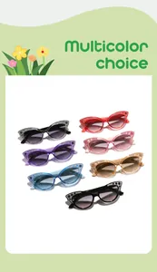 Variety of stylish glittery cat-eye sunglasses for kids with elegant rhinestone accents