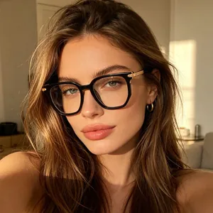 Premium-Sonnenbrille mit schwarzem Rahmen, goldfarbenen Bügeln und UV400-Schutz für alle