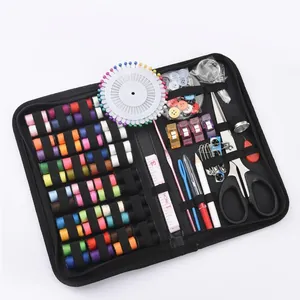 Kit de costura multifuncional de 172 piezas en un estuche de viaje portátil negro
