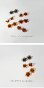 Selection of stylish children's round frame sunglasses in various matte pastel colors