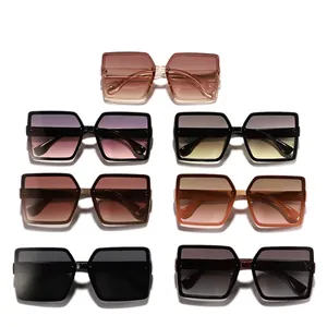 Collection of seven pairs of oversized square sunglasses with gradient lenses in various colors