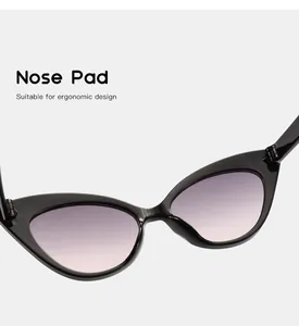 Detailed macro view of ergonomic nose pads on cat-eye sunglasses for kids