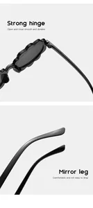 Close-up of the strong durable hinge and comfortable temple on kids flower sunglasses