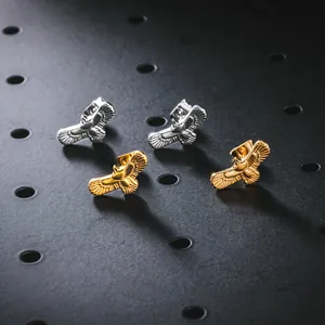 Vintage Indiase Stijl Vliegende Arend Oorknopjes Titaniumstaal Unisex Hip Hop Streetwear Sieraden Goud Zilver Arend Oorbellen