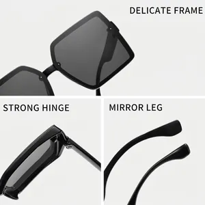 Stylish black oversized square frame sunglasses for a trendy Korean fashion look