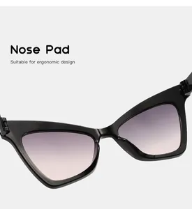 Close-up macro view of the ergonomic nose pads on stylish children's cat-eye sunglasses