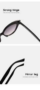 Detailed view of kids cat-eye sunglasses featuring a strong hinge and comfortable temple.