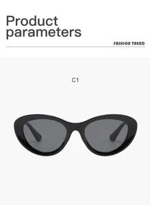 Εμπρόσθια όψη vintage μαύρων γυαλιών ηλίου cat-eye με κλασικό στυλ μόδας