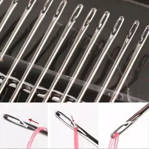 Lot d'aiguilles à coudre à la main à enfilage automatique en acier pour les seniors