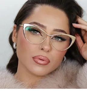 Primo piano di occhiali cat-eye vintage con montatura in metallo per un look chic
