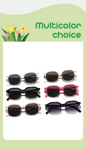 Children's square half-frame sunglasses in various colors with UV400 protection