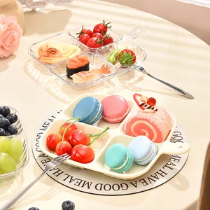 Multi-functional 4-compartment divided serving tray for snacks, fruits and appetizers