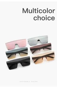 Detailed display of rimless oversized square sunglasses in multiple lens colors