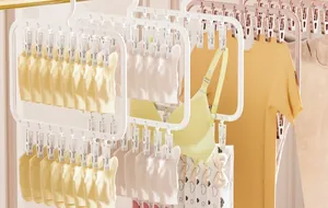 Plastic multi-clip laundry drying rack for socks, underwear and various baby garments