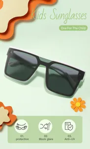 Square frame kids sunglasses featuring UV protection and anti-glare lenses in black