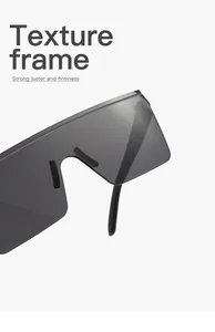 Detailed view of oversized rimless square sunglasses with a premium textured frame
