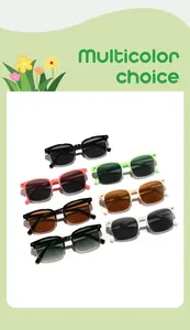 A vibrant group of children's semi-rimless square sunglasses in multiple colors.