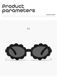 Children's oval flower-shaped sunglasses in black finish for stylish sun protection