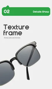 Detail view of the high-quality textured frame of semi-rimless square children's sunglasses