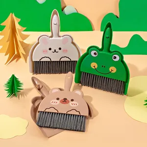 Mini Juego De Escoba Y Recogedor De Escritorio Dibujos Animados Animal Rana Conejo Oso Herramienta Limpieza Mesa Teclado Casa