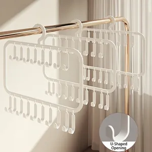 Multi-functional white wardrobe hanger with U-shaped hooks for vest and hat storage