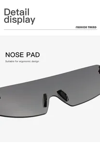 Detailweergave van ergonomische neuspads op minimalistische randloze zonnebrillen