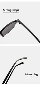 Detail view of durable hinges and comfortable legs on children's square sunglasses.