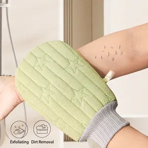 Guanto da bagno esfoliante verde con motivo a stelle per scrub delicato e pulizia profonda