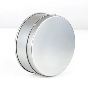 Premium minimalist round silver aluminum jewelry gift box with sleek matte finish