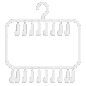 Durable white multi-hook closet organizer hanger for tank tops and camisole storage