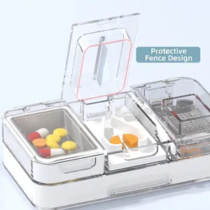 Draagbare multifunctionele pillensnijder en vermaler met transparant beschermend ontwerp