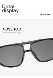 Close-up detail of the ergonomic nose pad on stylish oversized aviator sunglasses.