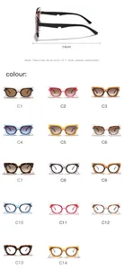 Collection of colorful cat-eye sunglasses and anti-blue light glasses in various shades