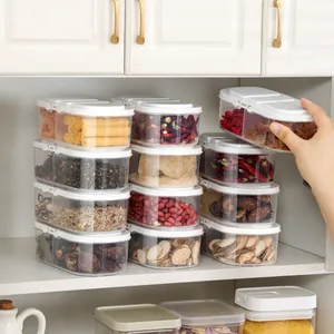Kitchen Spice Storage Box Transparent Plastic Sealed Food Container Stackable Onion Ginger Garlic Organizer Storage Box