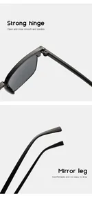 Detailed view of durable black children's square sunglasses with strong hinges and legs.