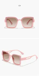 Detail showing front and side views of pink children square glitter frame sunglasses