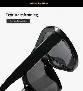 Nahaufnahme des glatt glänzenden Bügels dieser übergroßen Retro-Pilotensonnenbrille
