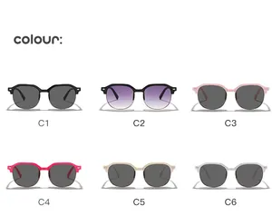 Six color options of children's semi-frame square sunglasses with decorative rice nails