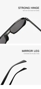 Close-up detail of strong durable hinges and comfortable temples of these black sunglasses