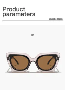 Close-up of oversized cat-eye sunglasses with multi-layered pink and black frame