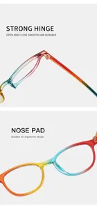 Vue détaillée de la charnière durable et des plaquettes ergonomiques de ces lunettes colorées.