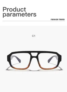 Front view of stylish double-bridge gradient eyewear frames on white background