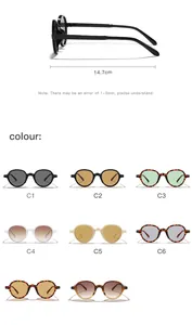 Round frame sunglasses collection in 8 different colors with 14.7cm width dimensions